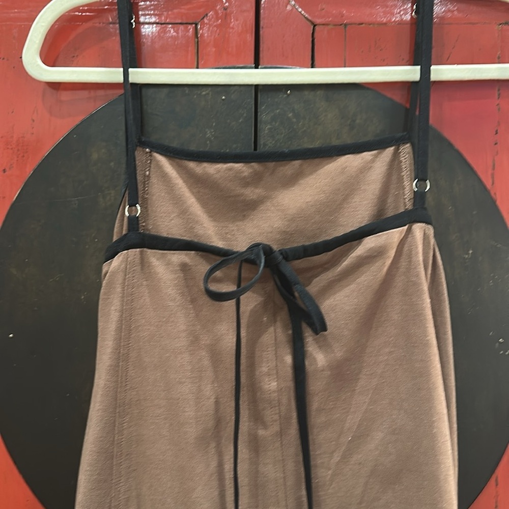 Summer Linen Maxi Dress w/Contrasting Color Spaghetti Strap Backless - Picture 11 of 11